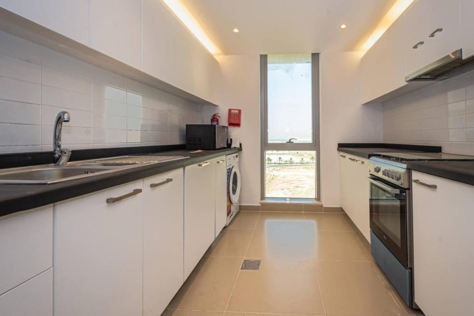 Kitchen or kitchenette, dishwasher, stove