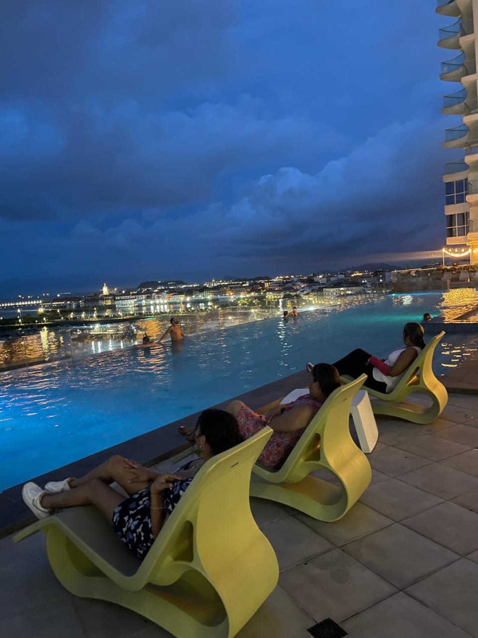 Night, View (from property/room), Pool view, Swimming pool