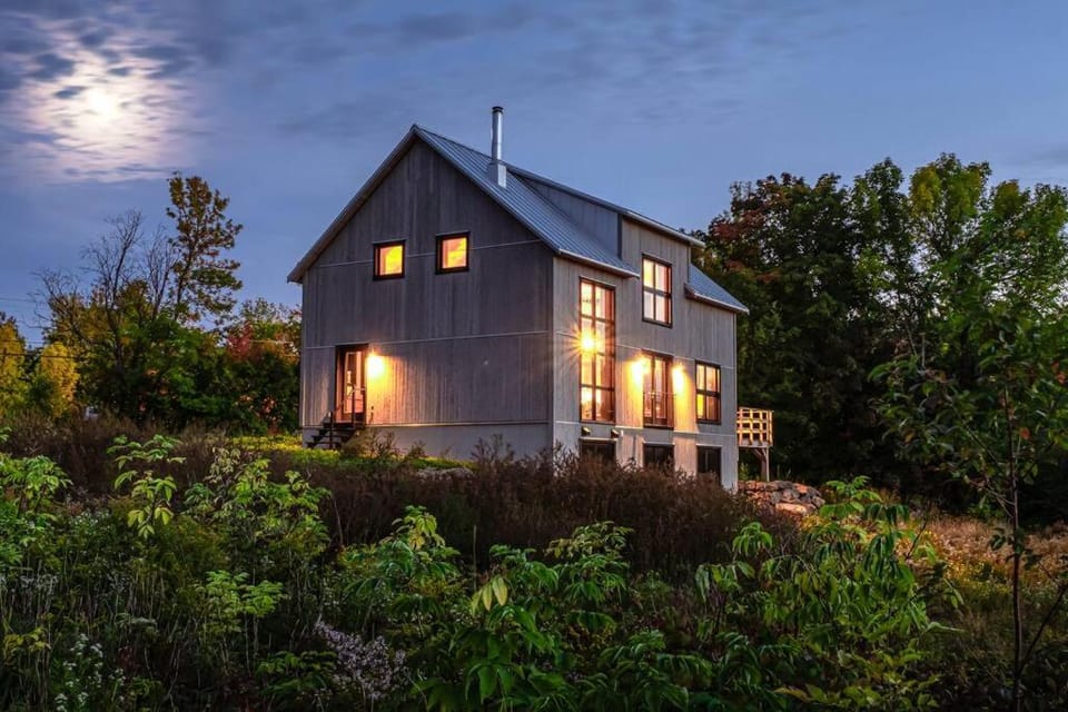Property building, Night, Garden, Garden view