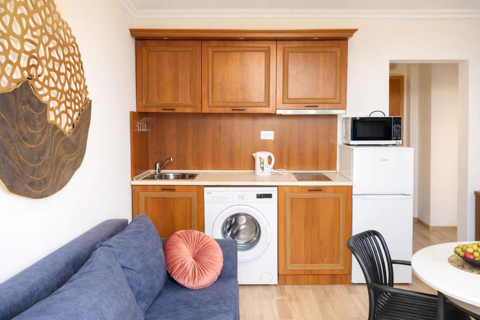 Kitchen or kitchenette, stove