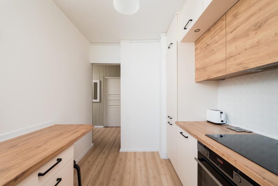 Kitchen or kitchenette, stove