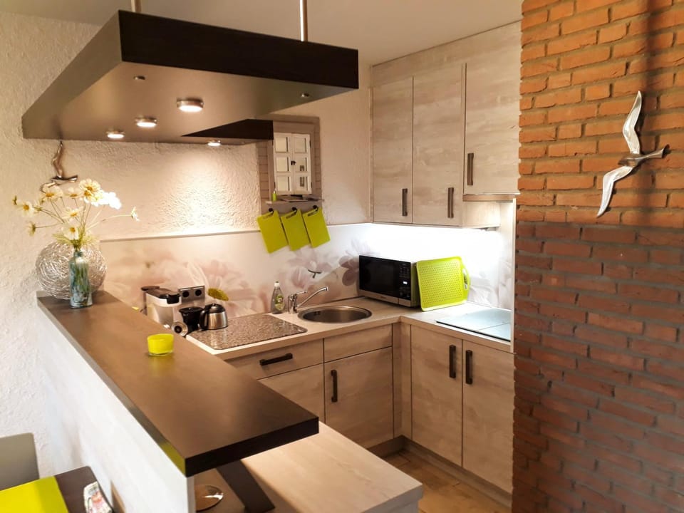 Kitchen or kitchenette, dishwasher, stove