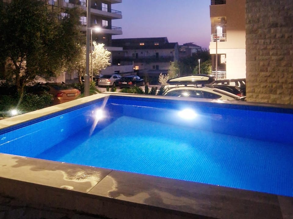 Night, Pool view, Swimming pool