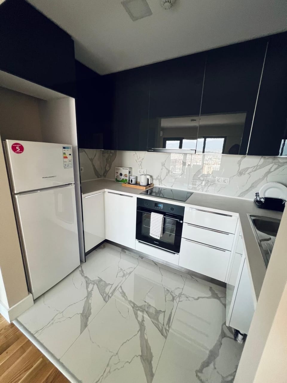 Kitchen or kitchenette, dishwasher, minibar, oven, stove