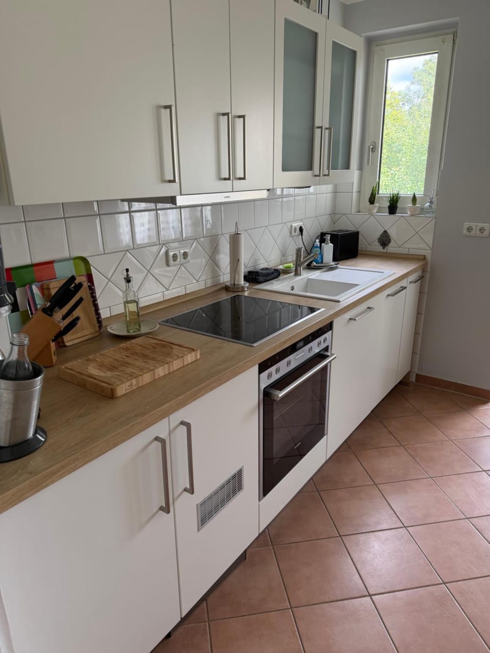 Kitchen or kitchenette, dishwasher, stove