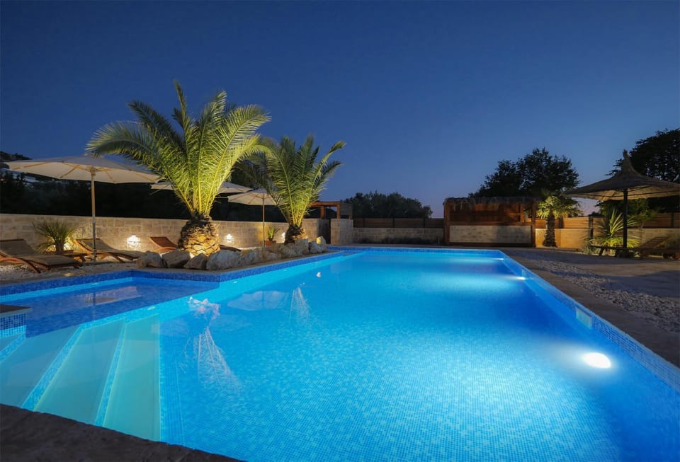 Night, Pool view, Swimming pool