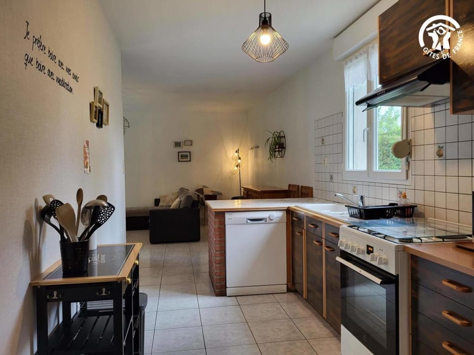 Kitchen or kitchenette, stove, kitchen