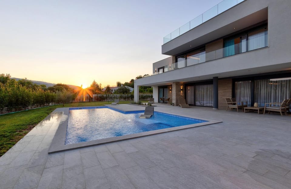 Pool view, Swimming pool, Sunset