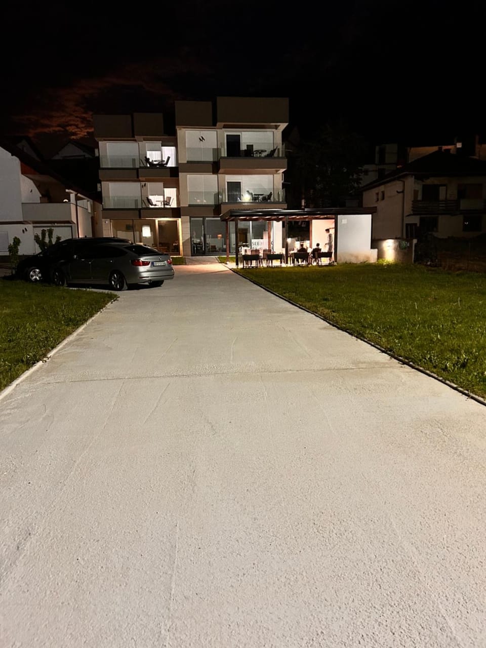 Property building, Night, Neighbourhood, Parking