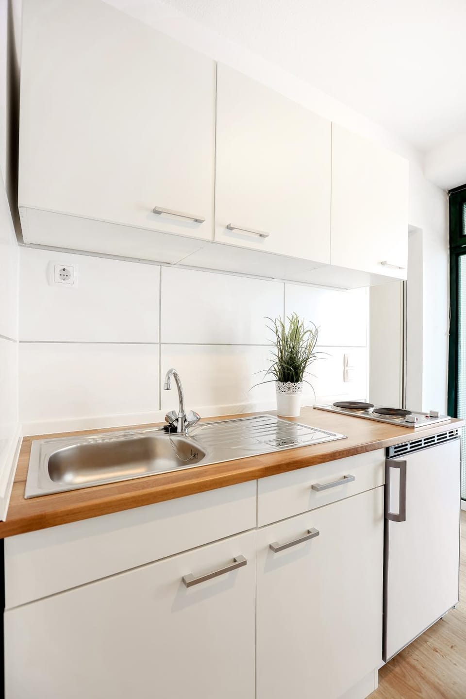 Kitchen or kitchenette, stove