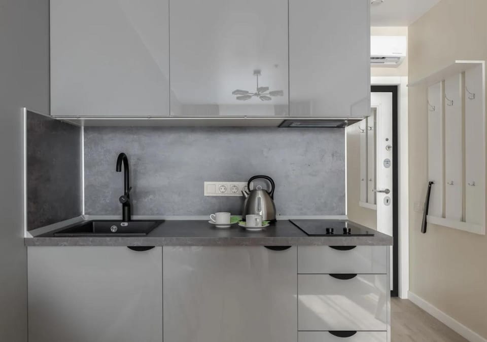 Kitchen or kitchenette, stove