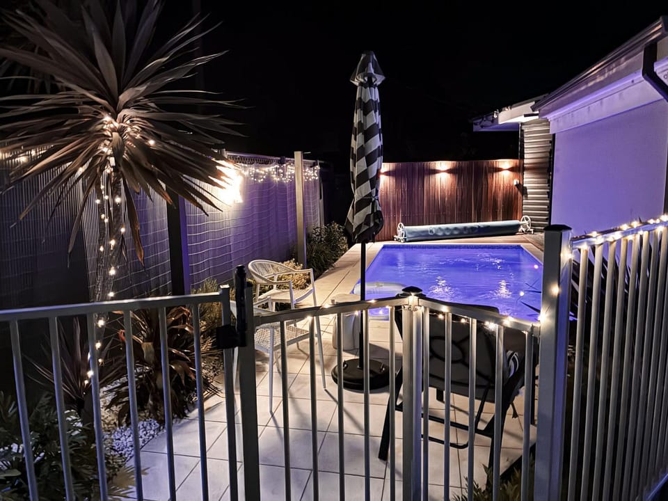 Night, Pool view, Swimming pool