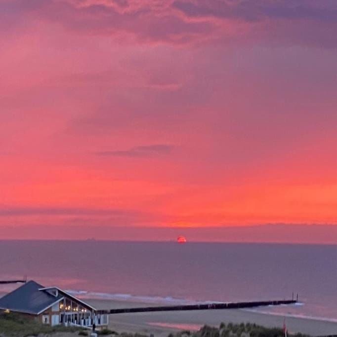 Beach, Sea view, Sunset