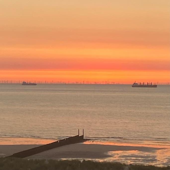 Beach, Sea view, Sunset