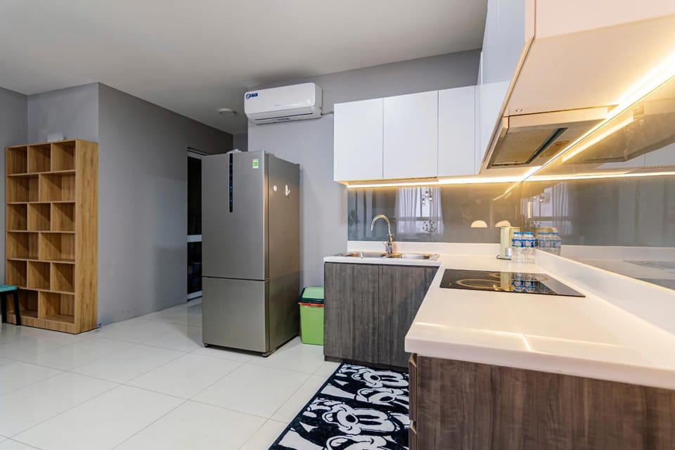 Kitchen or kitchenette, stove