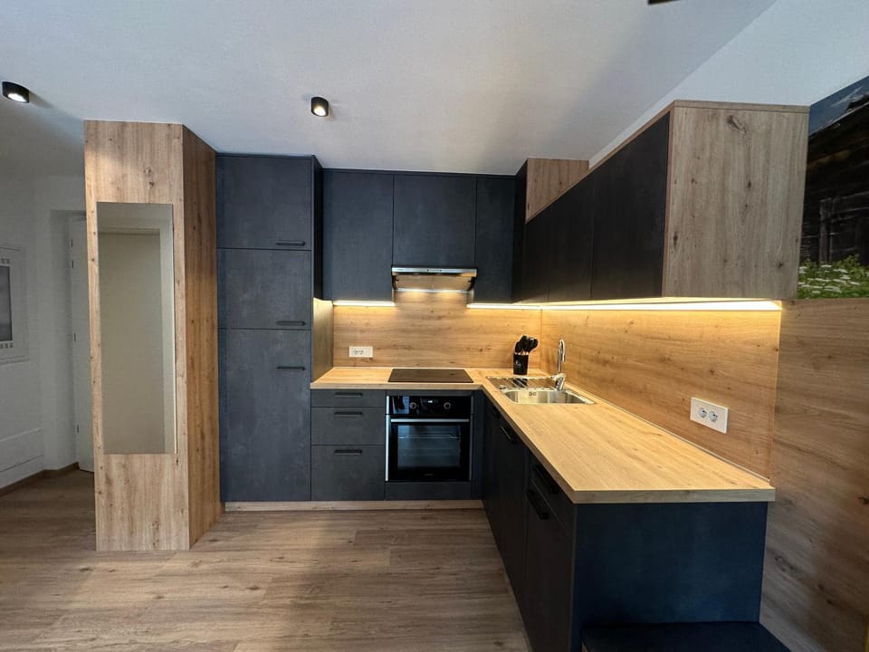 Kitchen or kitchenette, stove