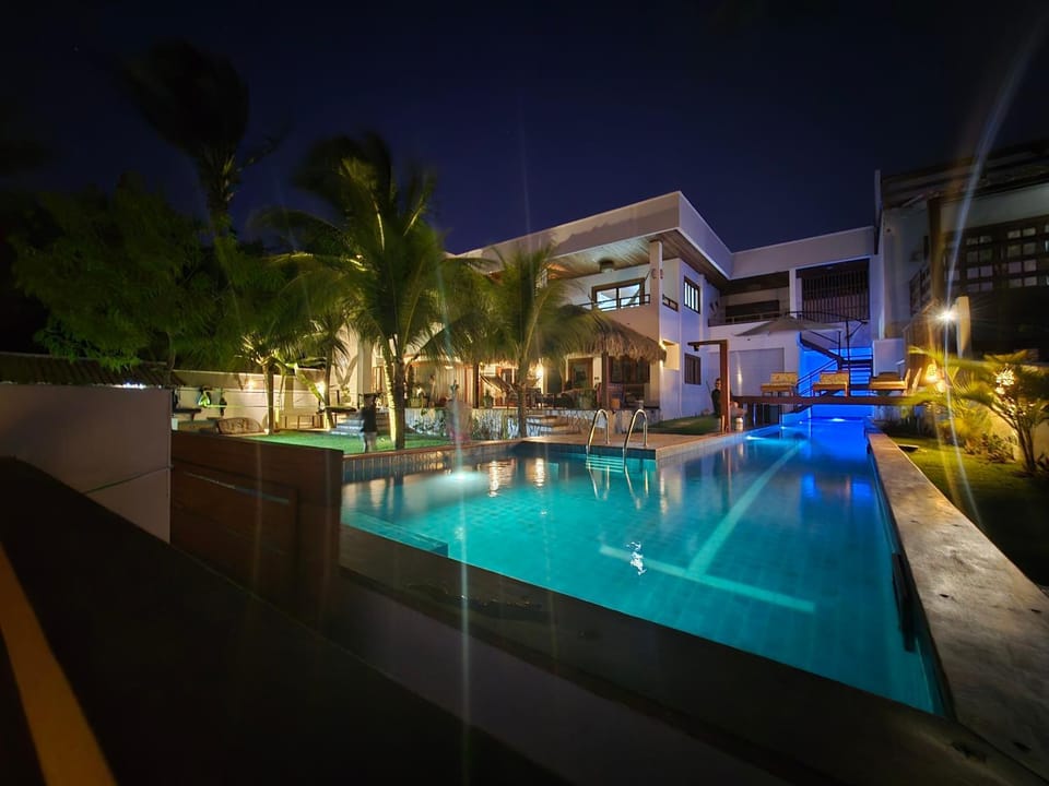 Night, Pool view, Swimming pool