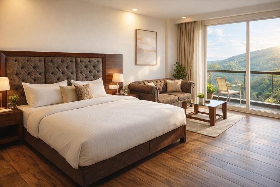 Bed, Photo of the whole room, Seating area, Bedroom, Mountain view