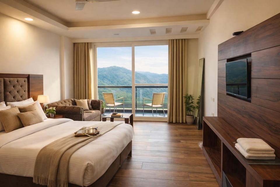 Bed, Photo of the whole room, Seating area, Bedroom, Mountain view