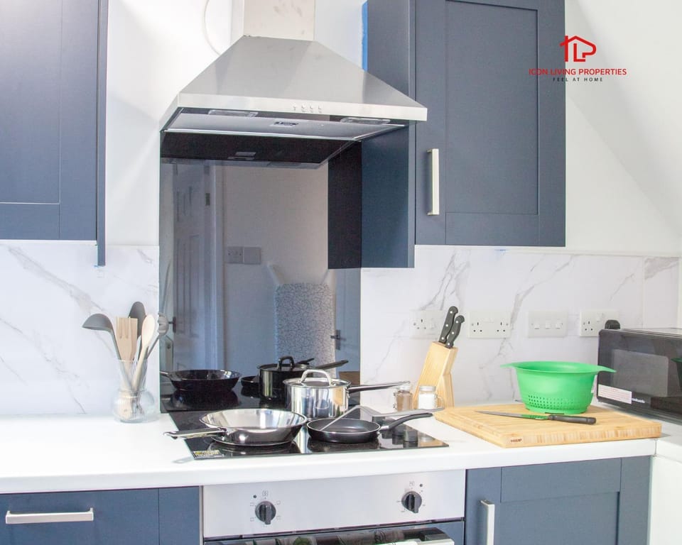 Kitchen or kitchenette, stove, toaster