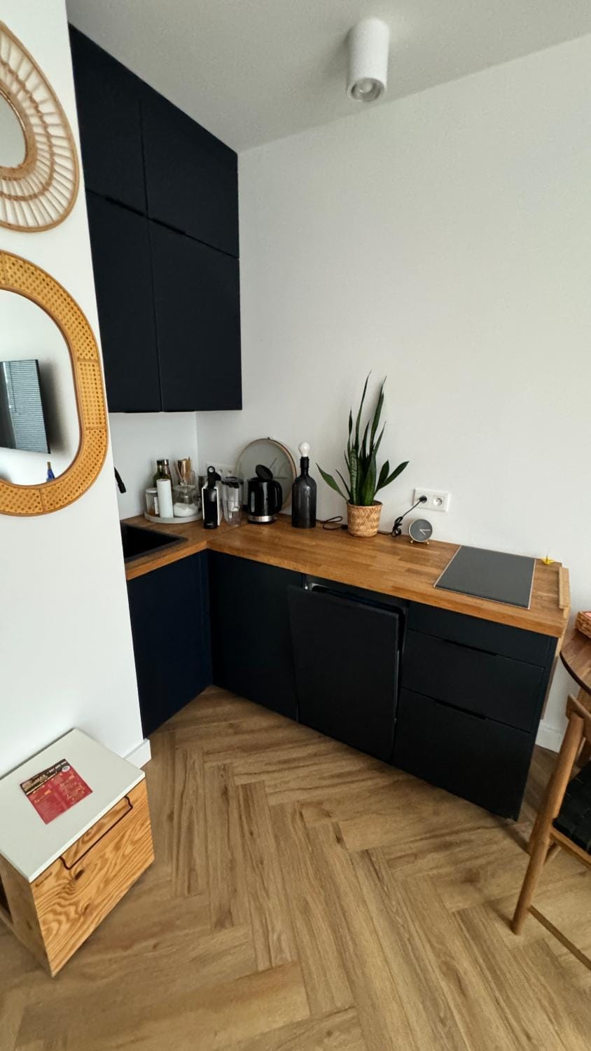 Kitchen or kitchenette, dishwasher, stove