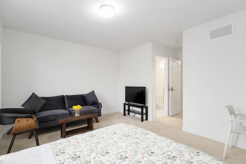 Bed, TV and multimedia, Seating area, Bedroom