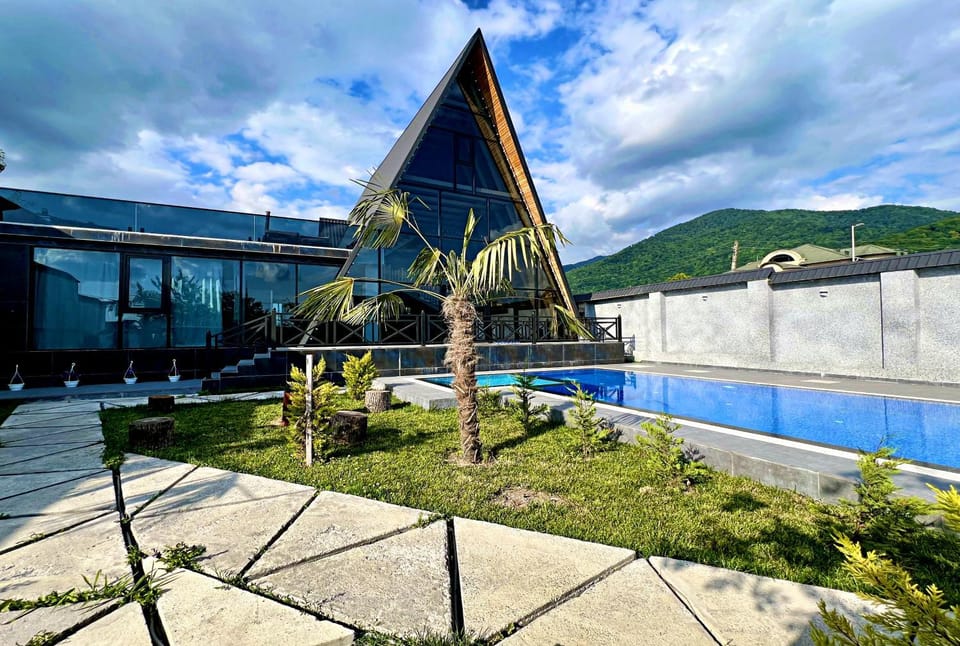 Property building, Spring, Day, Natural landscape, Mountain view, Pool view, Swimming pool