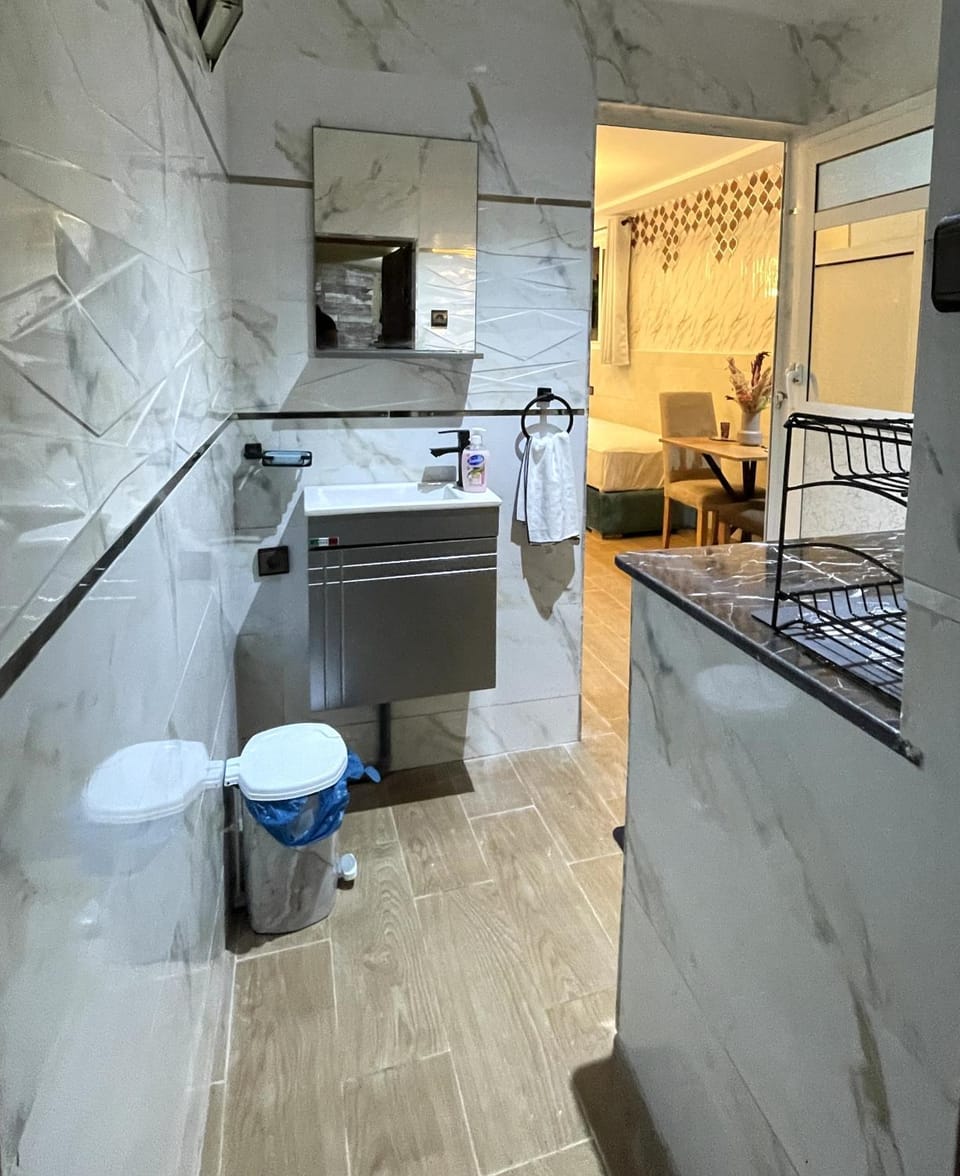 Kitchen or kitchenette, stove