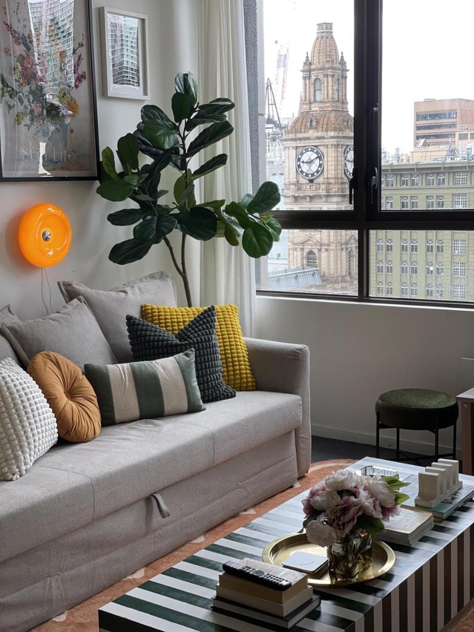 Living room, Seating area, City view