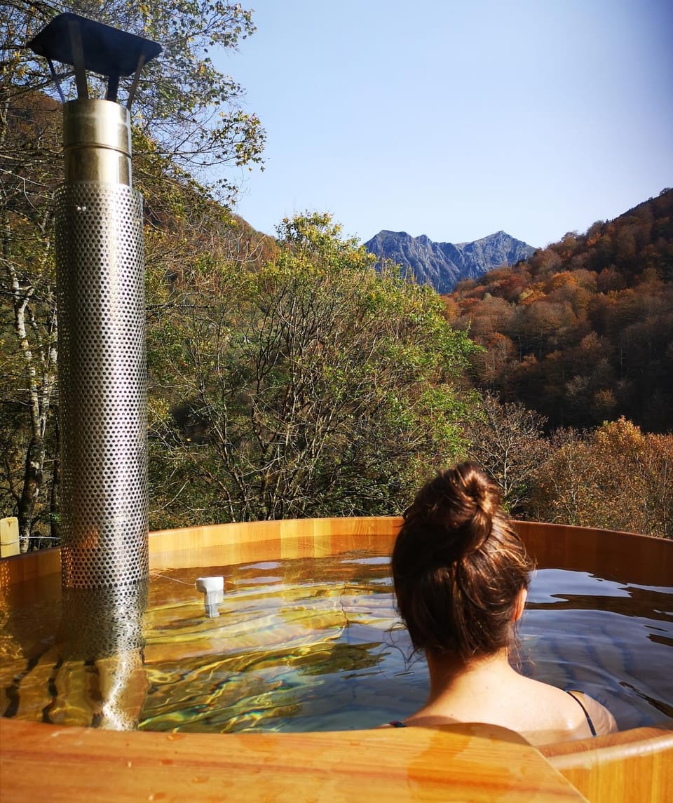 Natural landscape, Hot Spring Bath, Mountain view, Open Air Bath