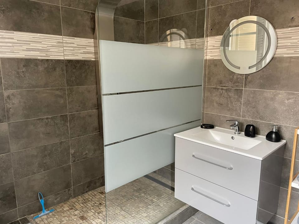 Shower, hair dryier, towels