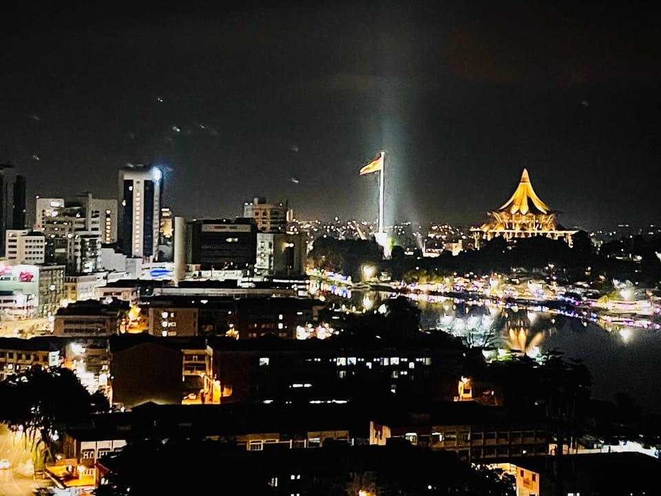 Nearby landmark, Night, Bird's eye view, City view