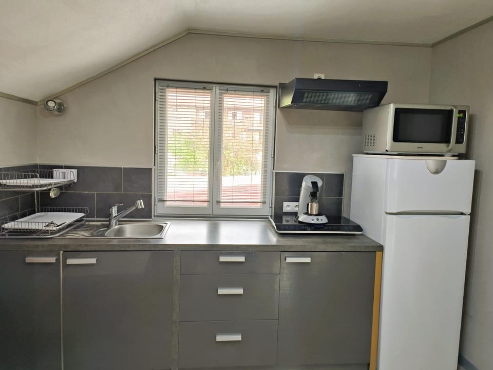 Coffee/tea facilities, Kitchen or kitchenette, stove