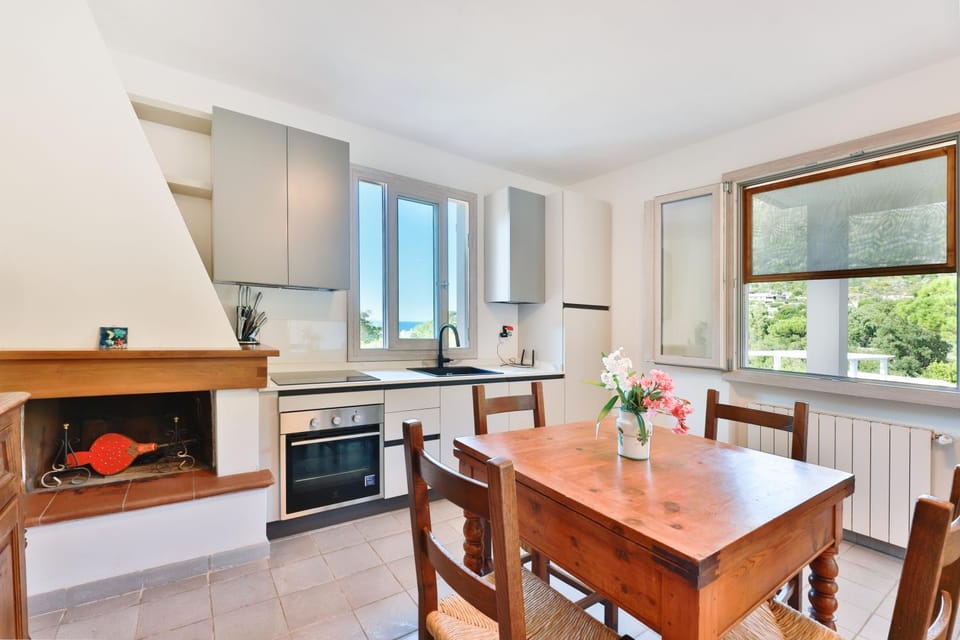 Kitchen or kitchenette, Living room, Seating area, Dining area, fireplace, stove