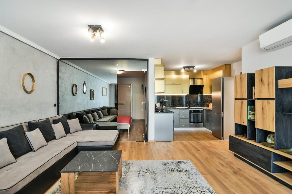 Living room, Bedroom, microwave, oven, kitchen, air conditioner, air conditioner