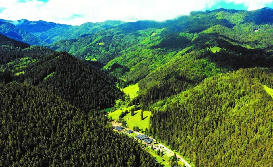 Spring, Natural landscape, Bird's eye view, Mountain view