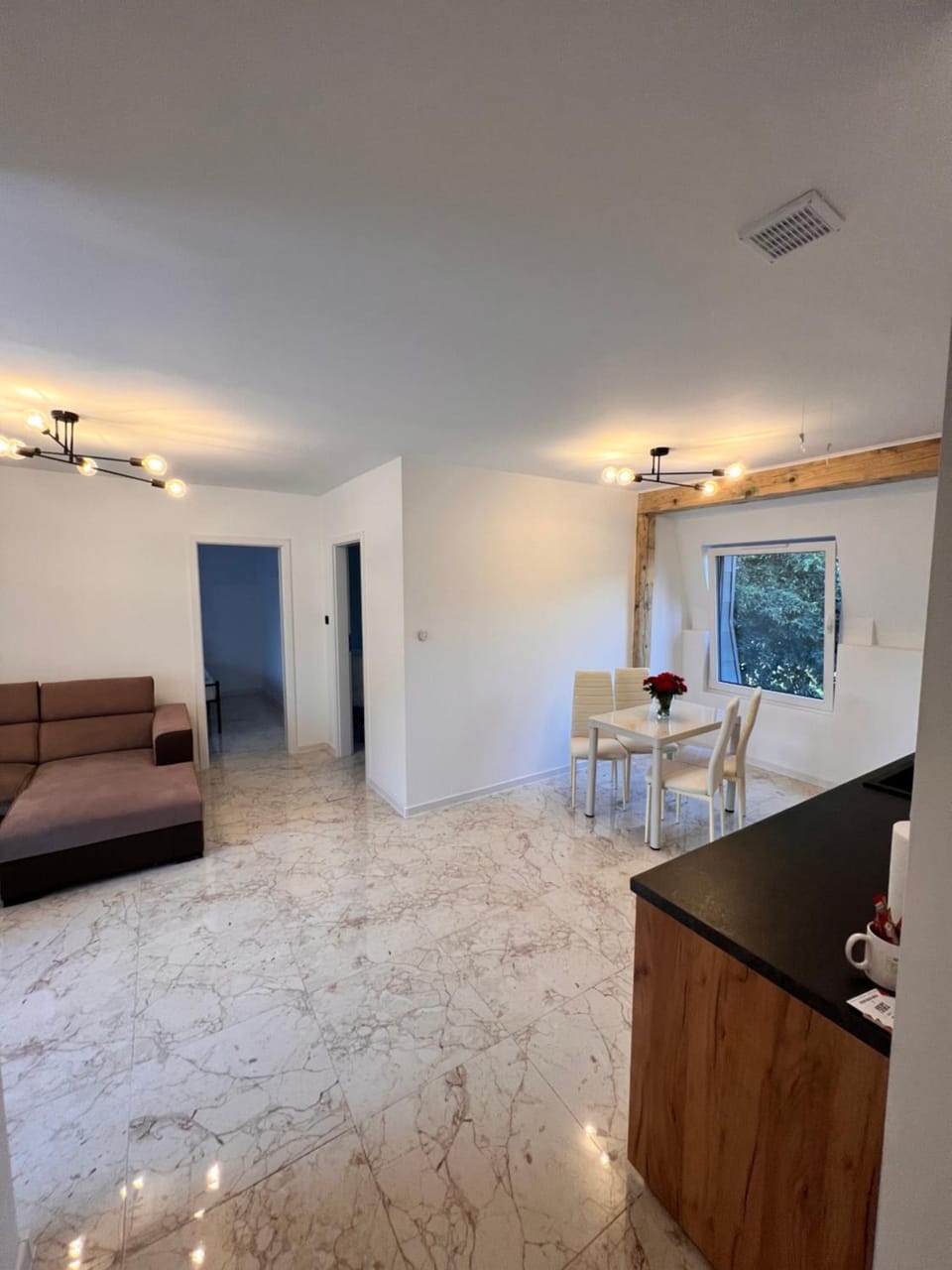 Kitchen or kitchenette, Living room, Dining area