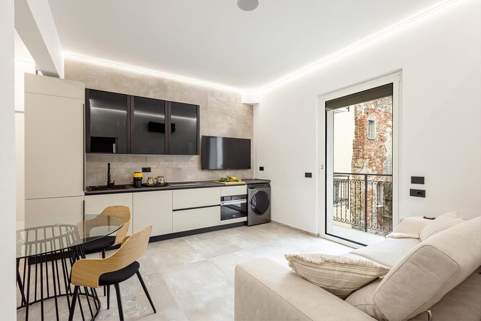 Kitchen or kitchenette, Living room, Dining area