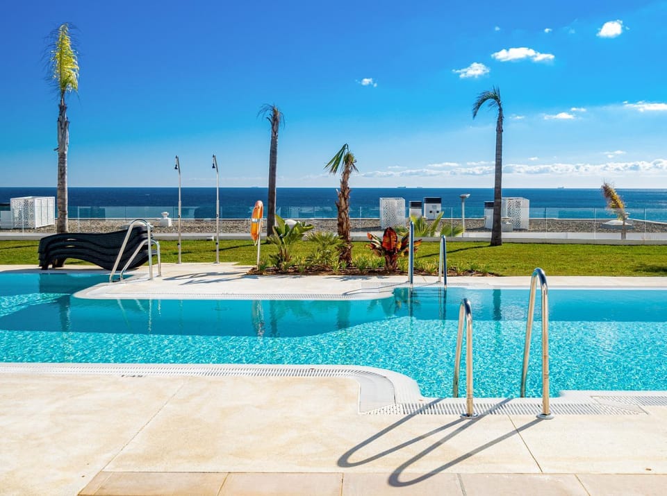 Property building, Living room, Swimming pool