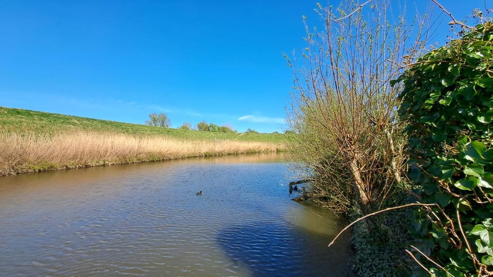 Waterlodge met waterfiets op monumentaal fort Chalet in South Holland (province)