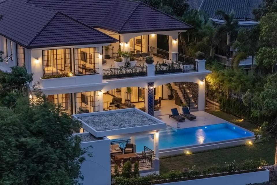 Property building, Patio, Night, Balcony/Terrace, Pool view