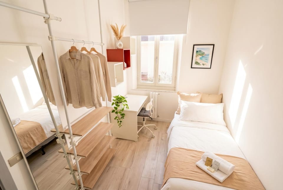 Bed, Photo of the whole room, Bedroom, towels, wardrobe