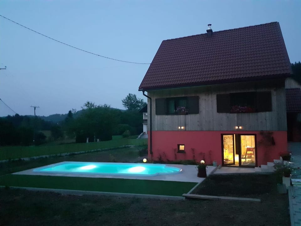 Property building, Night, Pool view, Swimming pool