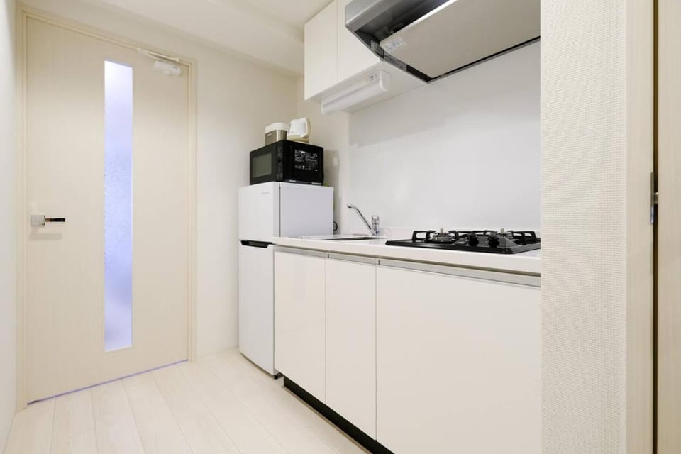 Kitchen or kitchenette, stove