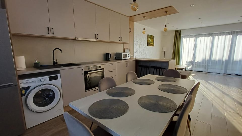 Kitchen or kitchenette, Dining area, oven, washing machine