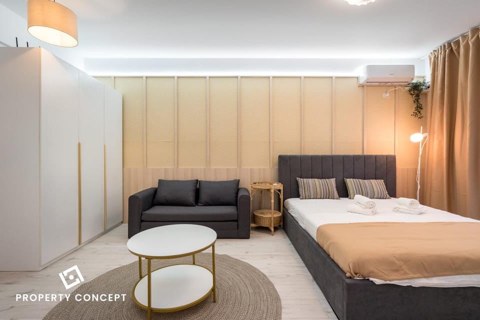 Bed, Living room, Photo of the whole room, Seating area, Bedroom