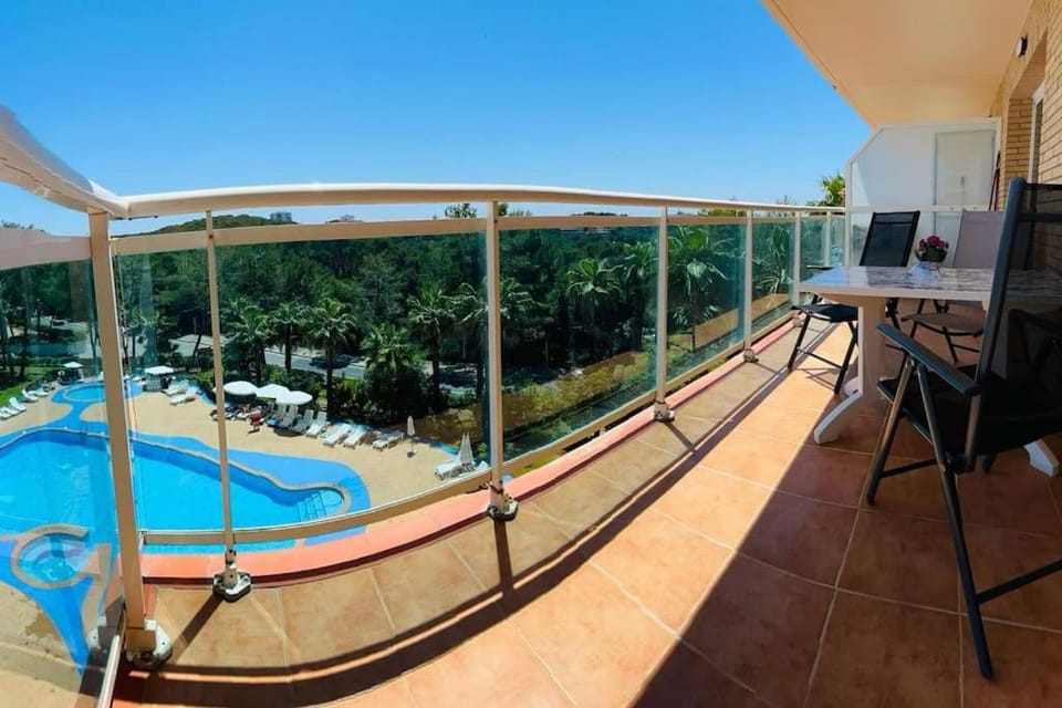 View (from property/room), Balcony/Terrace, Pool view, Swimming pool