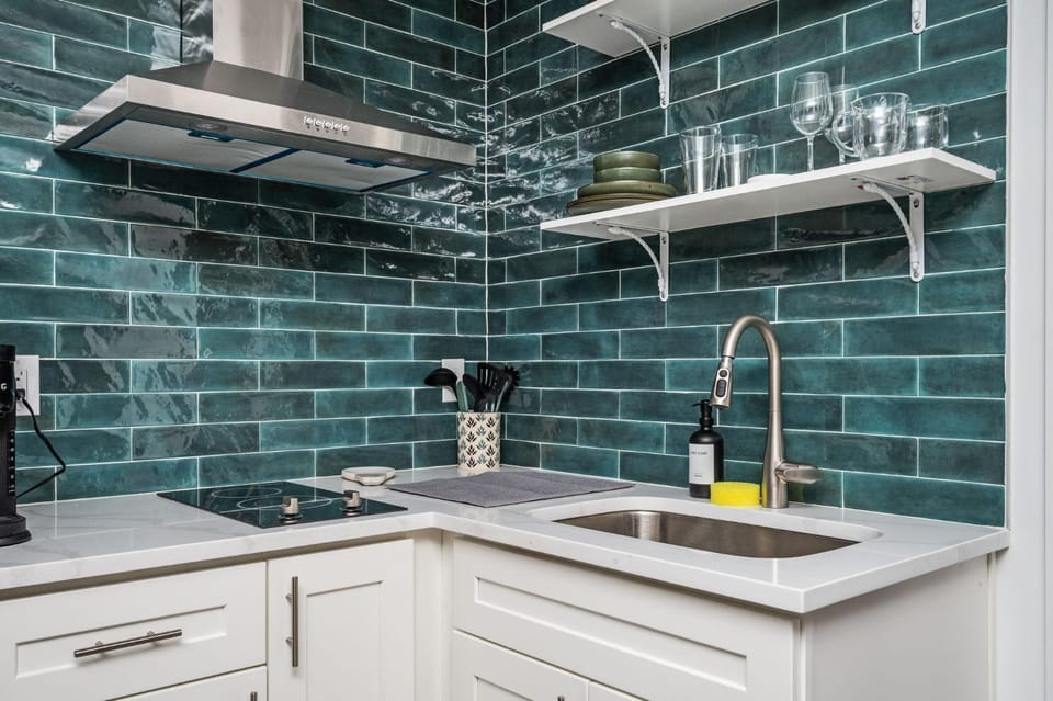 Kitchen or kitchenette, stove