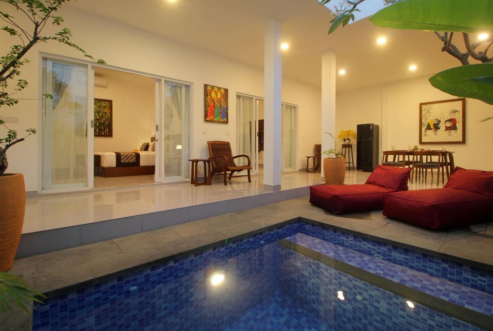 Living room, Seating area, Pool view, Swimming pool