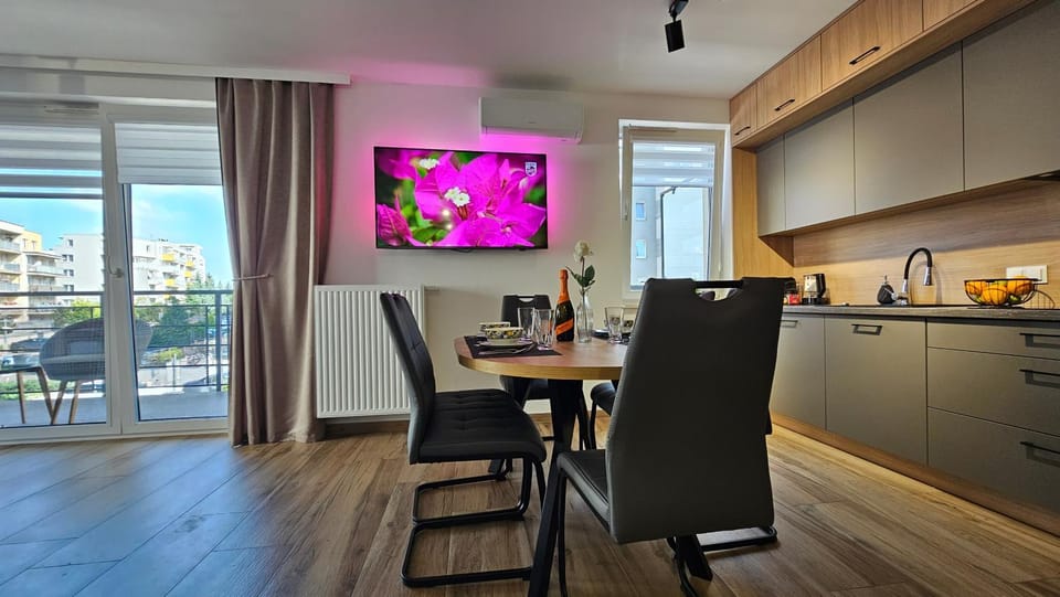 Balcony/Terrace, Kitchen or kitchenette, Living room, Dining area, Breakfast, Lunch, furniture, heating, oven, stove, kitchen, air conditioner